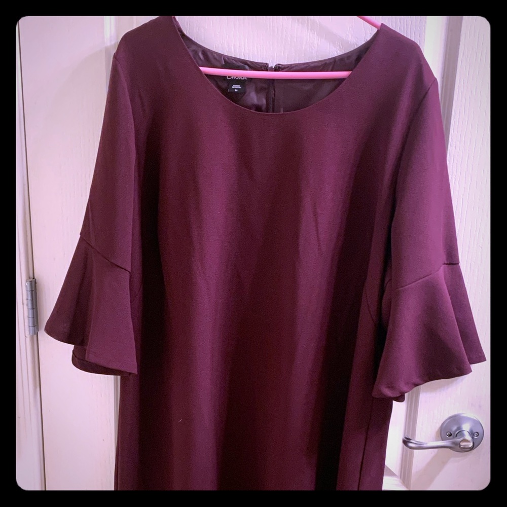 Burgundy Sheath Career Dress